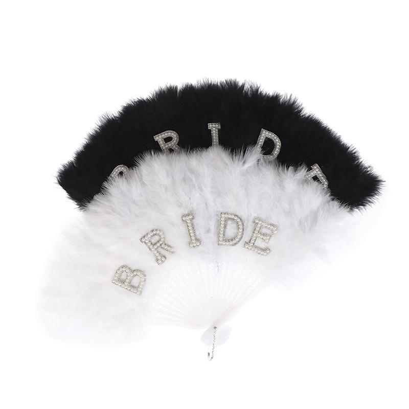 Hand Fan Photography Prop Feather Retro Style Folding Fan For Wedding Party Bride Hand Held Fan Decoration For Dance And Show