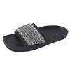 Fashion versatile casual exquisite rhinestone thick-soled one-word slippers women's summer retro temperament open-toed flat-bottomed cool slippers