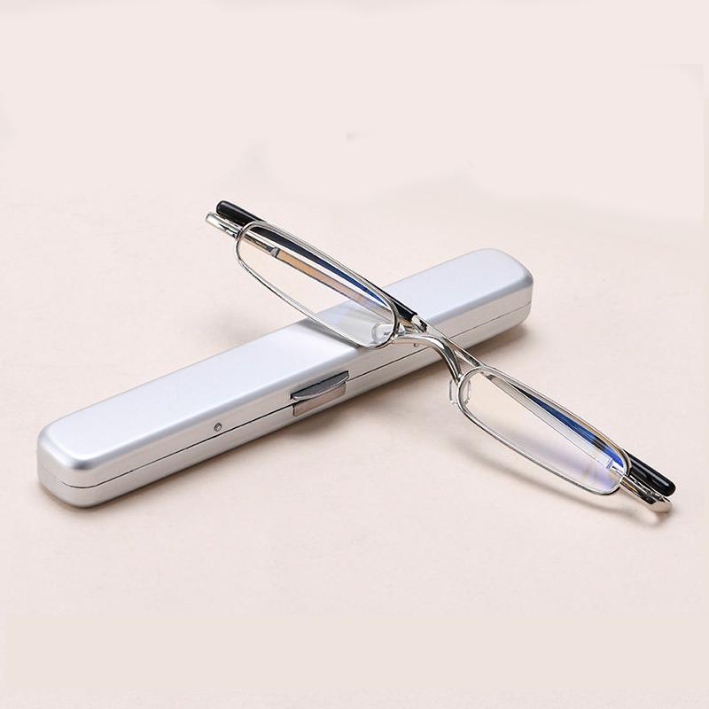 Portable Metal Reading Glasses Womern Men Eyeglasses with Box Metal Frame +125 To +375 Blue Light Reading Glasses Women