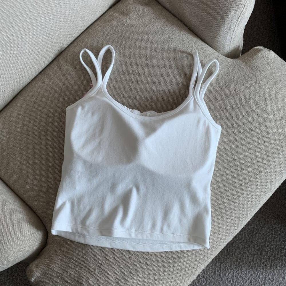 Chest Pad Tank Top Halter Crop Tops Women Summer Bow Camis Backless Camisole Fashion Tube Lady Sleeveless Cropped Vest