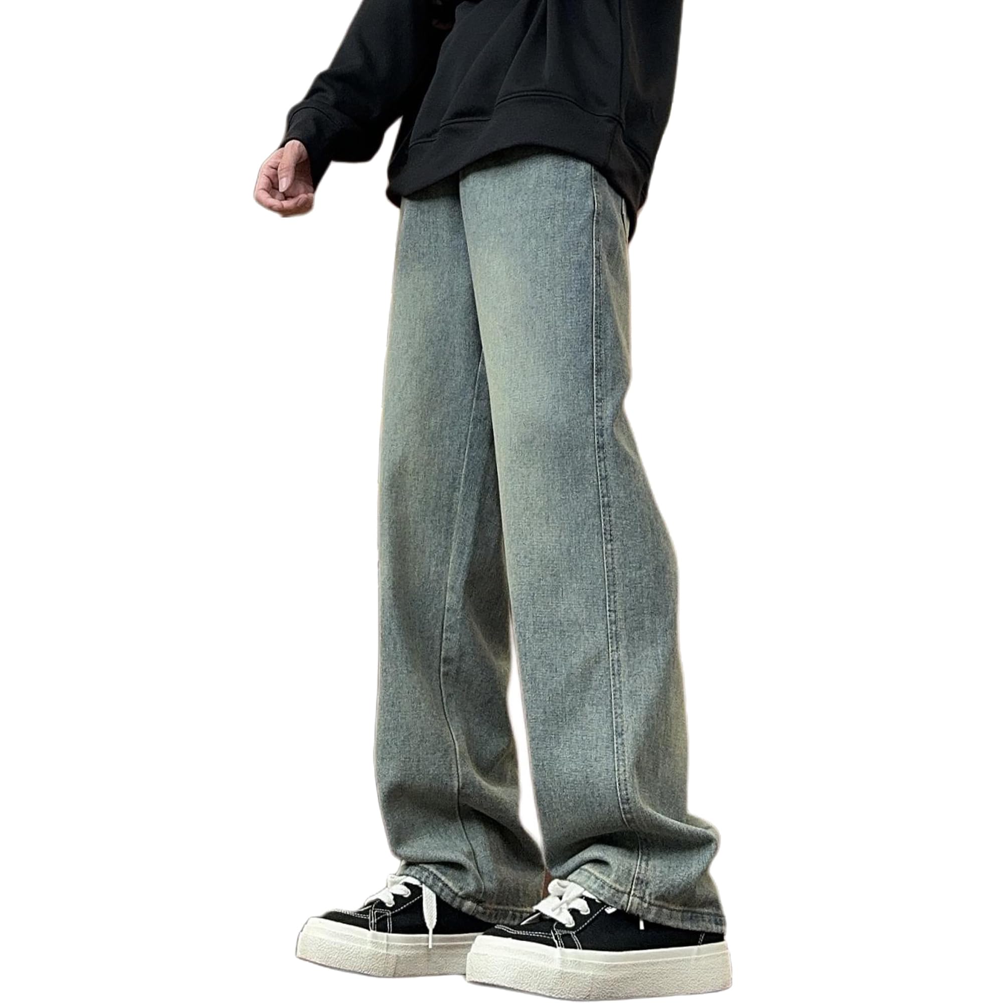 [Джинсы в уличном стиле] Прямые джинсы грязно-желтого цвета | Свободный широкий крой | Модные и стильные мужские брюки