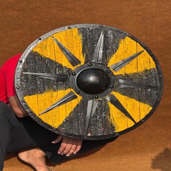 60.96 Cm Authentic Nordic Bark Shield Handcrafted Battleworn Viking Shield for Warriors Collectors