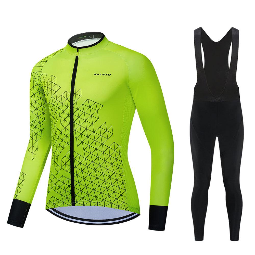 2026 Spring and Autumn Team Men's Long Sleeve Cycling Suit Set Quick Drying Breathable Strap Men's Suit Cycling Suit