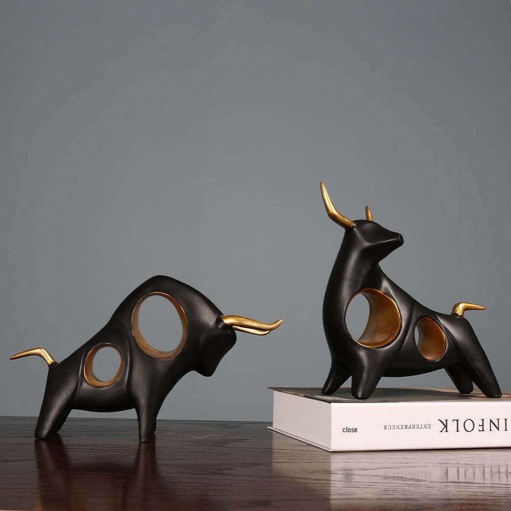 Modern Resin Cow Figurine: Creative Home & Study Decoration, Perfect Gift