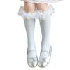 Delicate Lace Embellished High Knee Socks 3-13T Girls Fashion Stockings Cotton Hosiery for Parties Photography