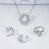 Temperament Noble Group Set Zircon Simulation Pearl Bead Pendant Earrings Open Ring Set Jewelry