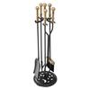 Fireplace Tool Set, 5 PCS Fire Tool Set and Holder with Five-Prong Stand, Tongs, Ash Shovel, Brush, Fire Place Poker, Wrought Iron Fireplace