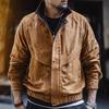 Maden Arbetskläder Herr Amerikansk Retro Mocka Bomberjacka med Ståkrage - Kort Modell, Höst Ytterplagg