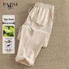 FAPAI Men's Ramie Cotton Linen-Feel Casual Pants