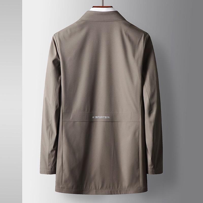 Spring and Autumn New Lapel Young and Middle-aged Light Luxury Business Solid Color Casual Trench Coat Tide