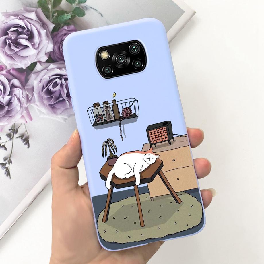 Pro Xiaomi Poco X3 Pro Pouzdro Poco X3 NFC Kryt Květina Roztomilý Kočka Malba Nárazník Skořápka Na PocoX3 X3Pro x3nfc Měkký Luxusní Silikon