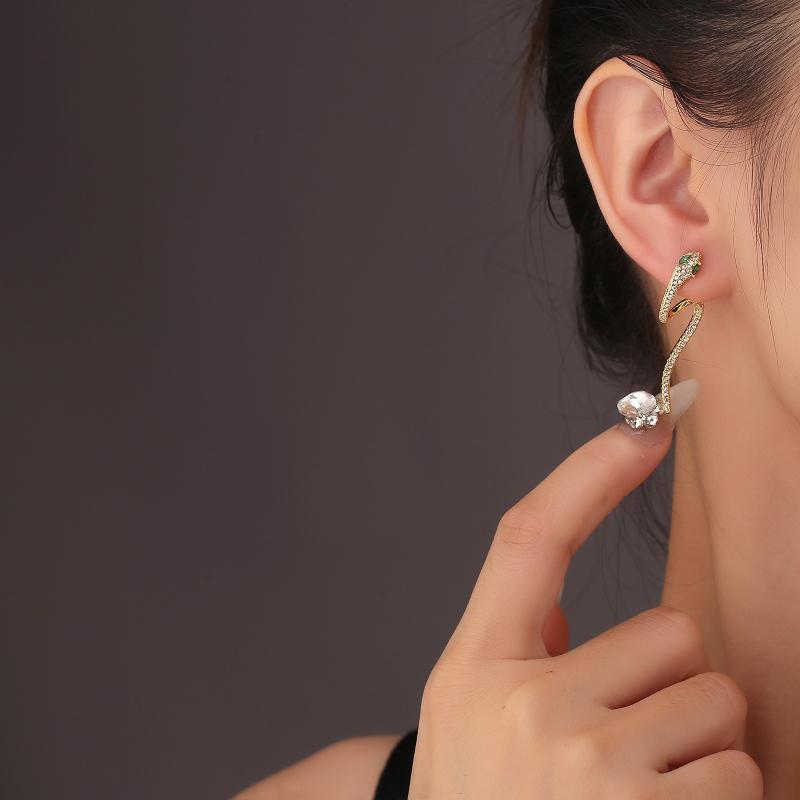 Fashionable and Personalized Snake Shaped Earrings, Light Luxury Design, Cool and Cool Style, Snake Earrings, Ear Accessories