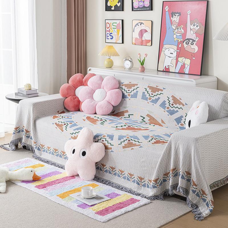 Bohemian Sofa Blanket Blanket Line Blanket Camping Blanket Outdoor Picnic Blanket Nap Blanket Leisure Blanket Cover