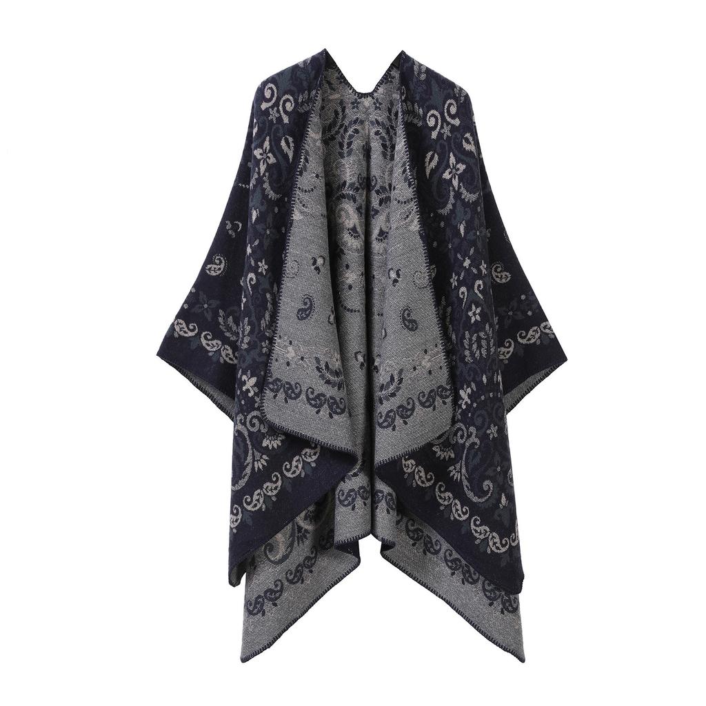 In-Stock Women's Double-Sided Tassel Shawl Cape - Classic Style, High-End, Warm, Perfect for Travel.