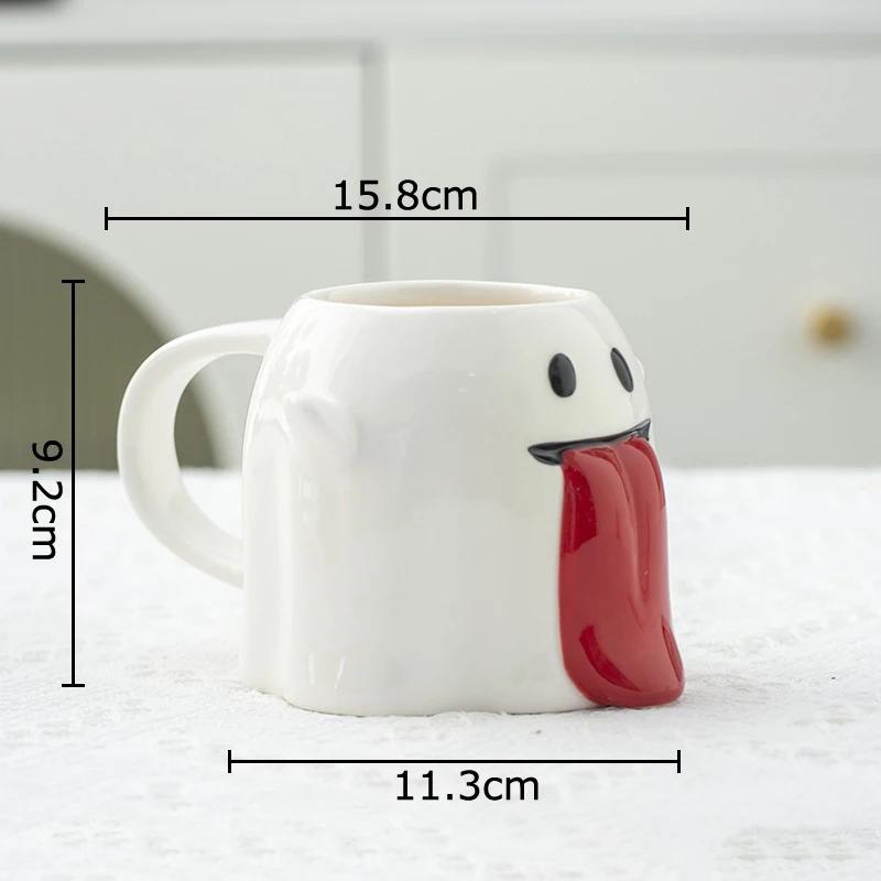 Tongue Sticking Ghost Porcelain Mugs Water Cup Halloween Tableware Coffee Mug Dining Table Afternoon Tea Teacup Fruits Juice Cup