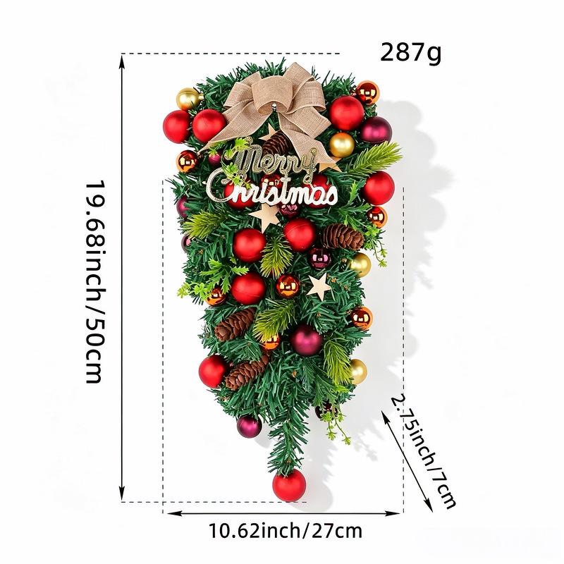 Christmas Decoration Balls Hung Upside Down, Creative Scene Setup, Decorative Bows, Vine Strips, Door Hanging Tree Ornaments