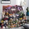1Pc Cartoon Print Flannel Blanket, High Quality Comfortable for All Seasons, Home Decor, Warmth and Comfort, Perfect for Christmas Birthday Gift