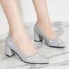 Chaussures pour femmes à talons moyens et épais, robe de soirée printemps et automne, bouche peu profonde, décontractées, à bout pointu, mode strass, chaussures pour femmes