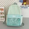Girls Color Block Backpack Primary School Student Schoolbag Plaid Printed Small Backpack Travel Bag