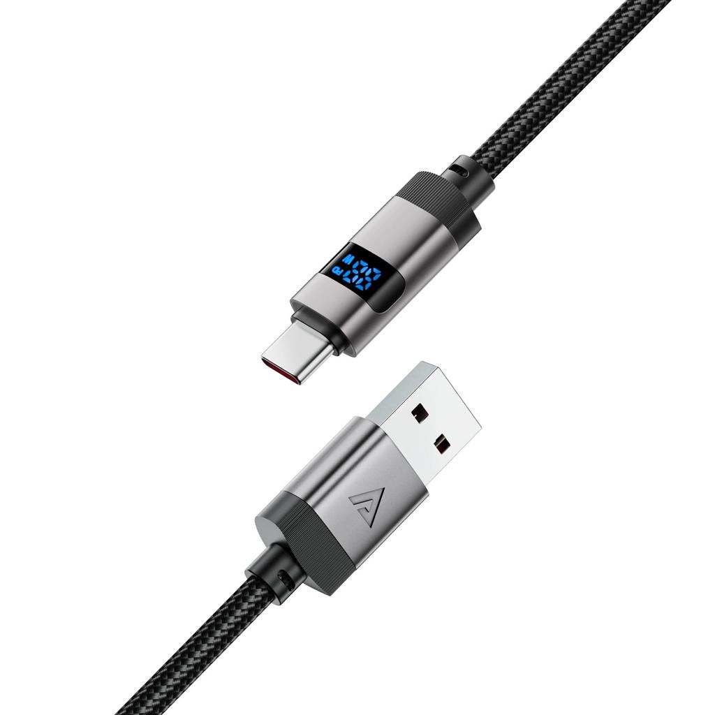Kabel Acefast C15-04 Usb-A - Usb-C Z Wyświetlaczem 480Mb/S 66W 1.2M - Czarny