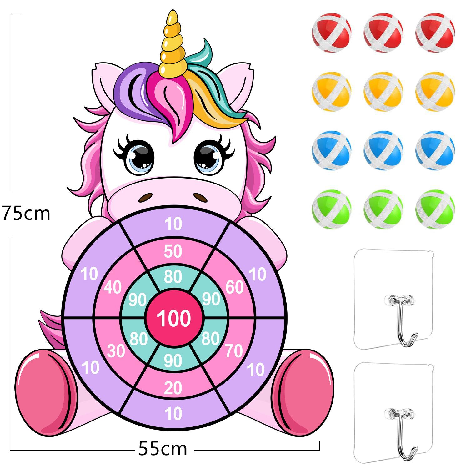 Unicorn Dart Board Toy For Kids Sticky Ball Throwing Game Indoor Outdoor Interactive Toy 12balls разноцветный