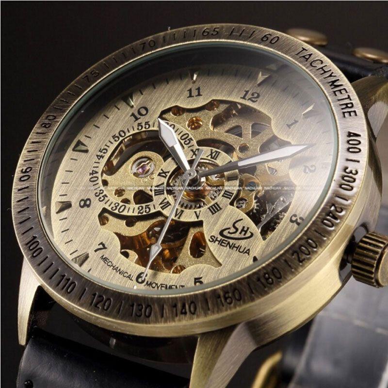 Shenhua Retro Bronze Automatic Men'S Mechanical Watch