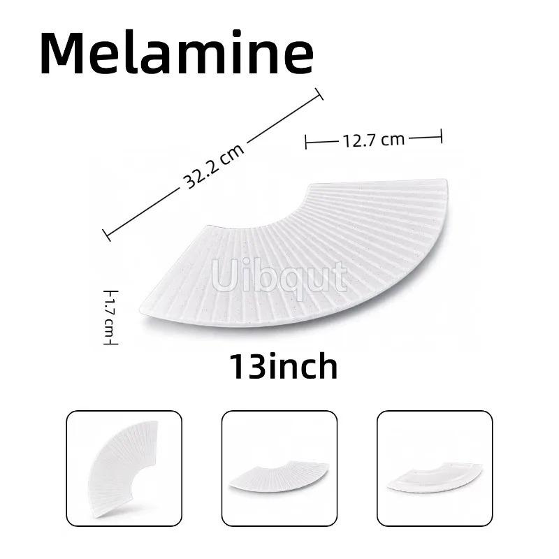 Melamine Fan Shaped Striped Plate Restaurant Creative Sushi Plate Afternoon Tea Cake Dessert Decor Plate Japanese Tableware Dish