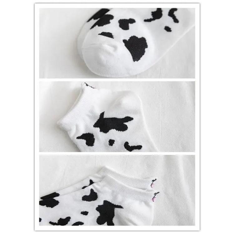 5 Paar Frühling Sommer Dünne Mode Damen Socken Cartoon Kuh Harajuku Kawaii Niedliches Mädchen Glücklich Lustig Bootssocken