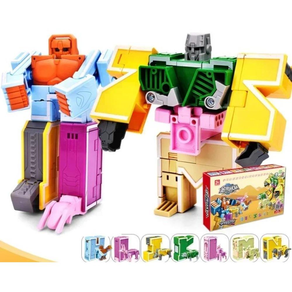 26 letras A-Z Alfabeto Animal Dinossauro Guerreiro Figuras de Ação de Deformação Robô de Transformação Brinquedos Para Crianças Presente Brinquedos