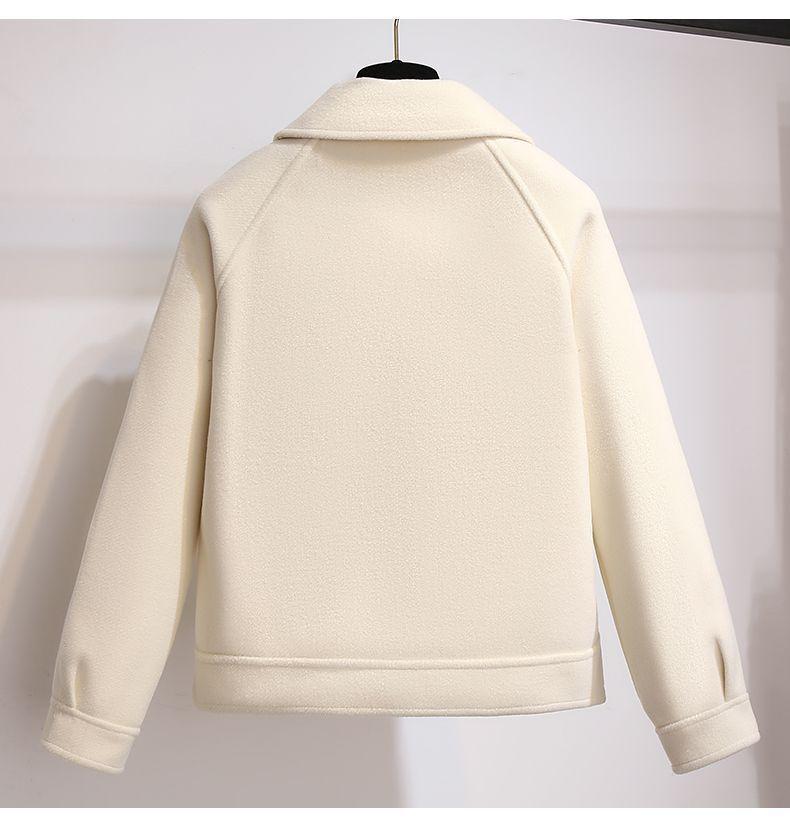 Kurze Damen-Wolljacke mit Ohrenschützern - Koreanischer Stil, Lockere Passform für Frühling und Herbst