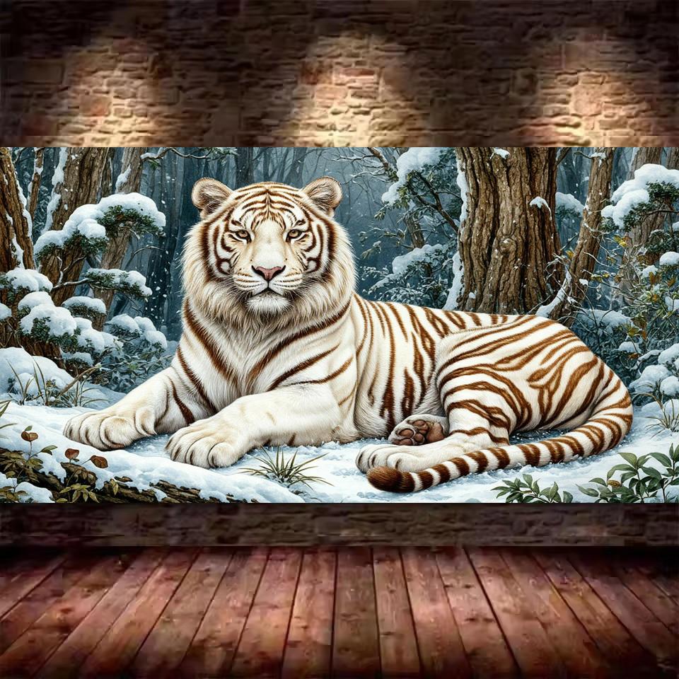 Große Größe Mosaik DIY Voll Diamant Malerei Kits Kunst Wolf Tiger Leopard im Schnee Stickerei Kreuzstich Strasssteine