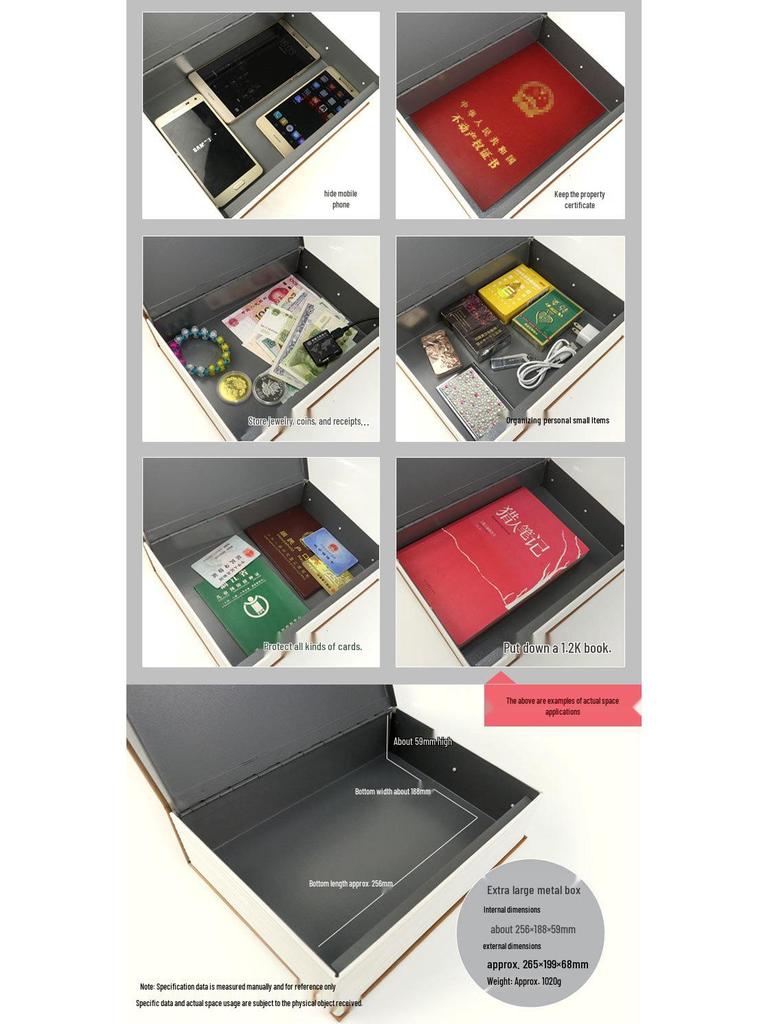 Lockable Metal Book Safe & Coin Bank with Combination Key