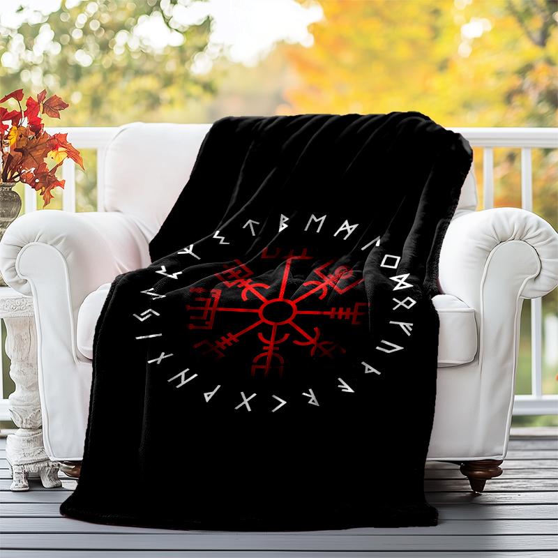 Viking Runes & Tree of Life Flannel Blanket Soft All-Season Throw, Design for Camping, Car Travel, Hiking Sofa, Bed, Office Perfect Gift for Parties