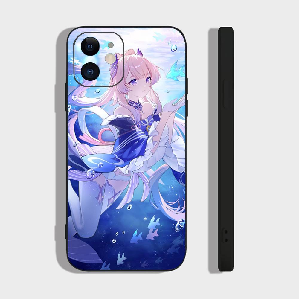 Sangonomiya Kokomi Genshin I-Impact Anime Phone Case For IPhone 17 Air 16 15 14 13 Pro Max 11 12 Black Silicone Cover
