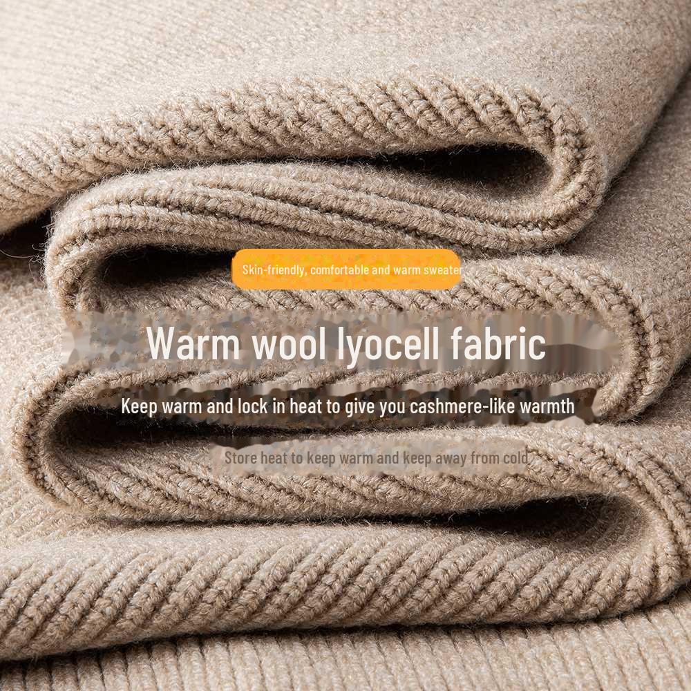 Men's Wool Lyocell Zipper Stand Collar Sweater - Autumn/Winter 2025