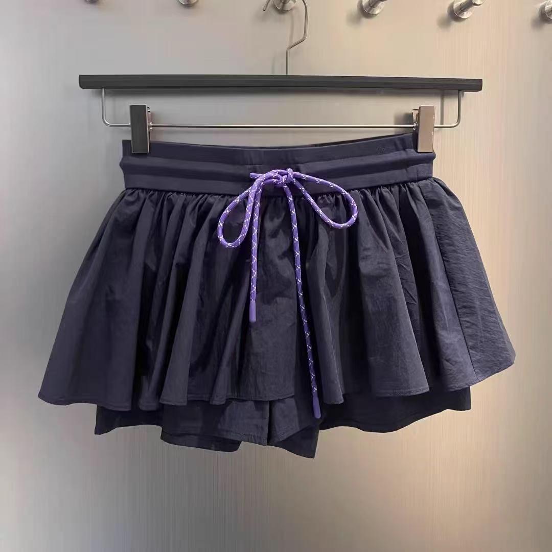 Women s Dark Purple Layered Ruffle Skort with Drawstring Waist S фиолетовый