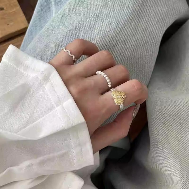 Eleganter mehrfarbiger Herzring für Damen Modern und minimalistisch Verstellbares Kupferband