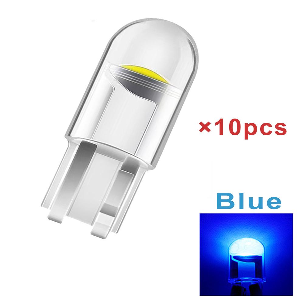 10PCS Car LED COB Bulb T10 W5W Signal Light 12V 6500K White Auto Interior Dome Reading License Plate Lamps Wedge Side Bulbs
