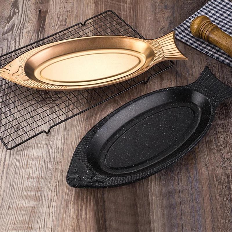 Korean Style Stainless Steel Plate Fish Dish Fish Shaped Plates Steamed Fish Creative Egg Plate Barbecue Plate Tray Plates