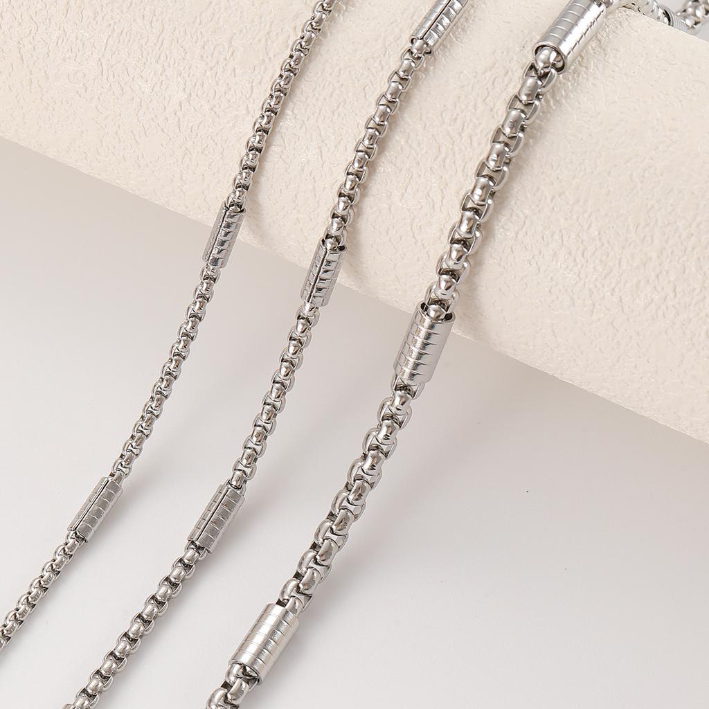 Square Clamp Tube Stainless Steel European American Unisex Bamboo Chain Electroplated 41-50cm Sweater Chain Simple Necklace