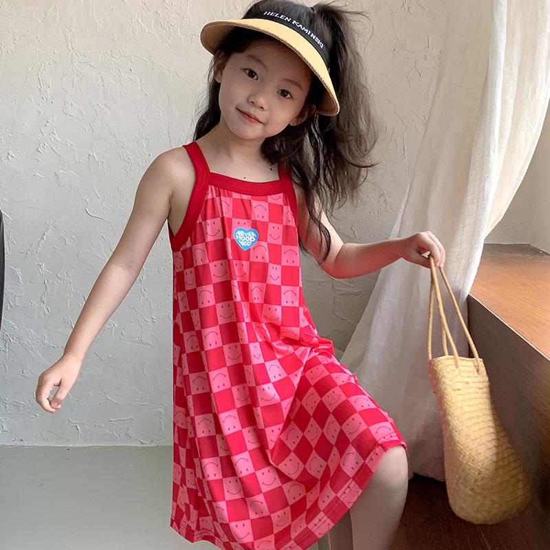 Kids' Halter Dress Summer Girls' Tank Top Beach Dress