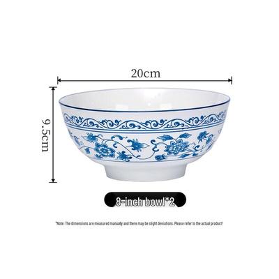 Blue and White Ceramic Soup Noodle Bowl