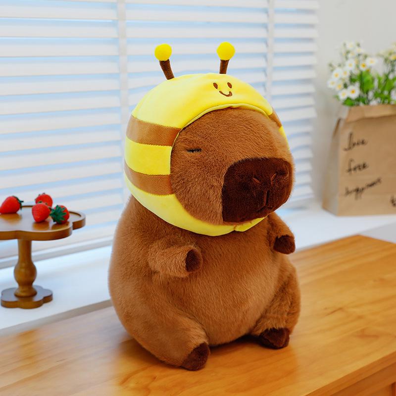 Capybara Plush Toy Pillow & Backpack - Bee Costume Gift