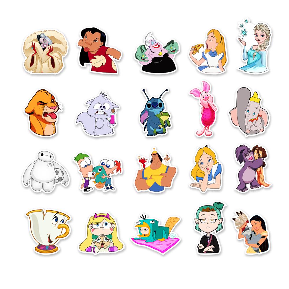 50 Anime & Disney Character Stickers for Notebooks, Luggage, and Decor