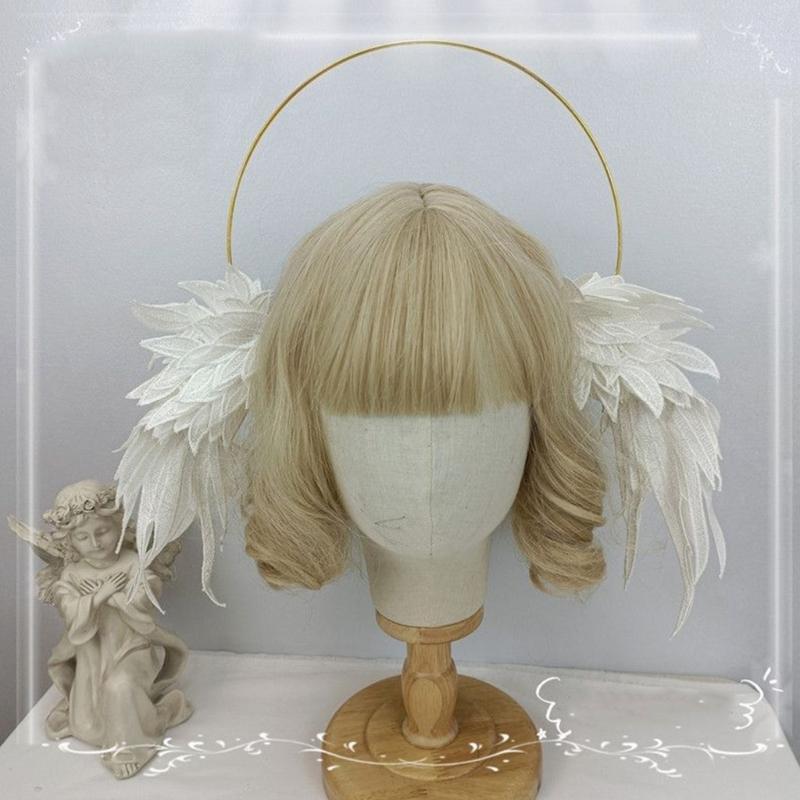 Damska Mary Halos korony opaska na głowę anioł skrzydło Tiara akcesoria do włosów bogini chluba nakrycie głowy na Cosplay