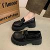 British style small leather shoes 2025 women's muffin bottom spring new versatile platform shoes black Mary Jane loafers