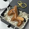 1 Piece Charm Leather Animal Keyfob Cute  Women Men'S Cartoon Horse Keychain Car Keyring Bag Pendant For Friends Gifts