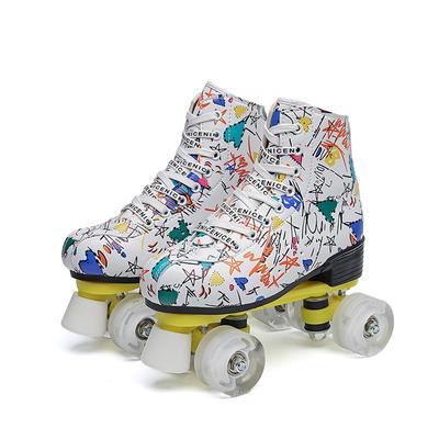 Rollschuhe für Erwachsene, doppelreihig, mit vier Rädern, komplettes Set, bunte Blitz-Rollschuh-Skates