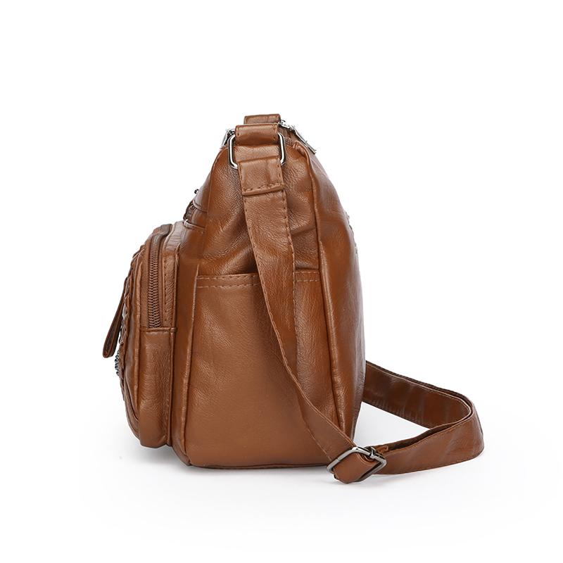 Large Capacity Shoulder Bag Soft Leather Multi-Layer Crossbody Bag for Middle-Aged and Elderly Women's Bag