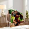 For Dachshund,Cute,Outdoor-Themed Flannel Blanket, Glam Style, Digital Print, All-Season Comfort, Tear-Resistant, Knitted Craftsmanship, Pol